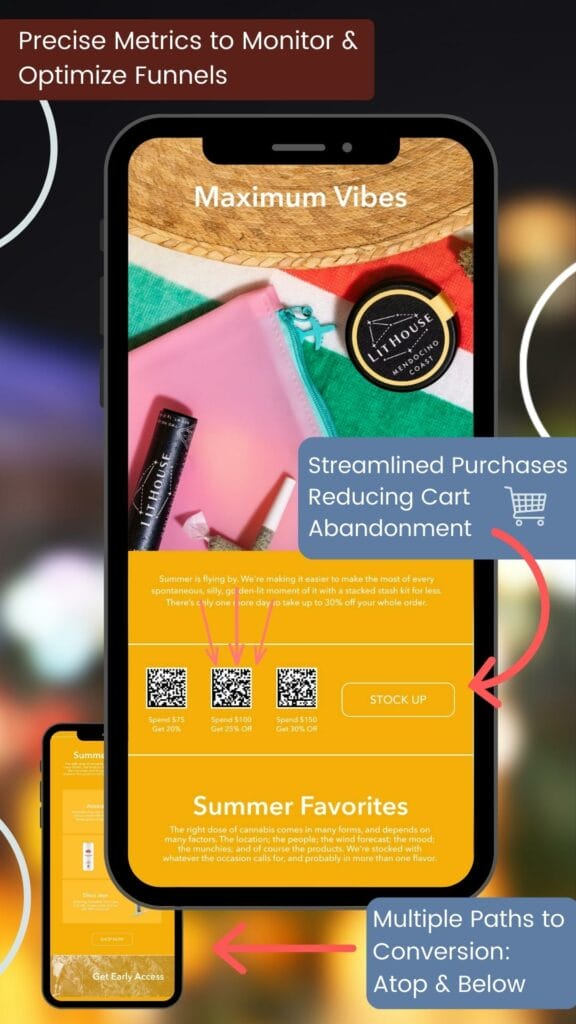 LitHouse 'Maximum Vibes' mobile email · tiered spend-and-save offer