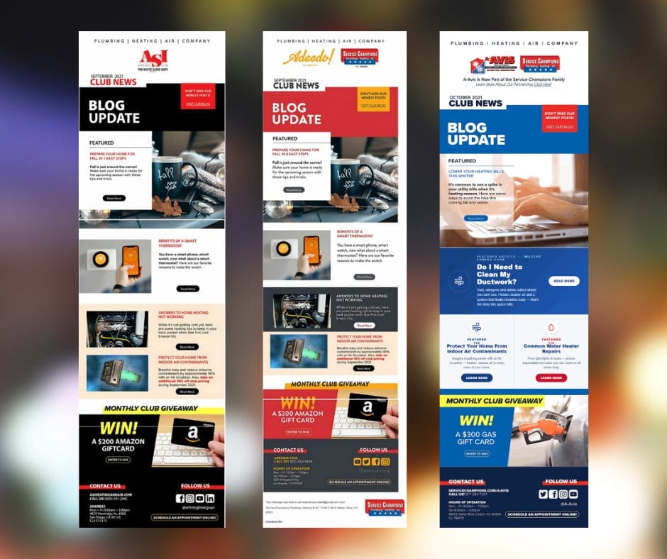 Multi-Brand Lifecycle Marketing · home service Club Member newsletters across devices