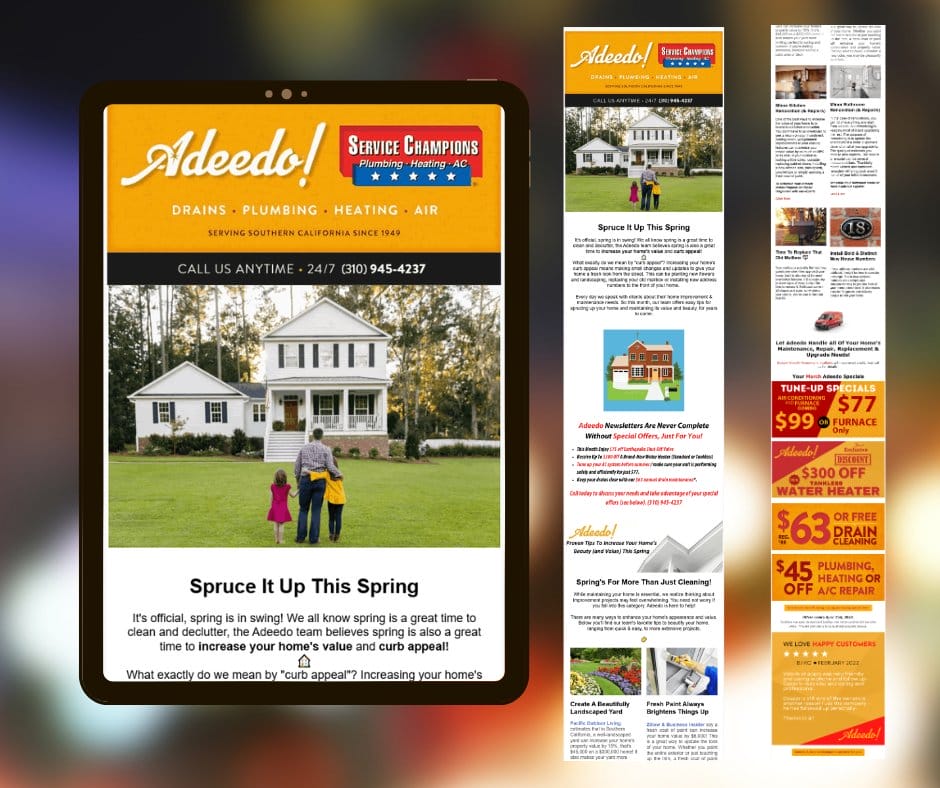 Adeedo customer newsletter · multi-device mockup