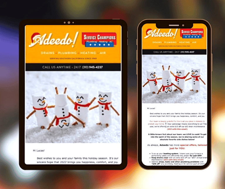 Adeedo non-club newsletter · multi-device mockup, alternate