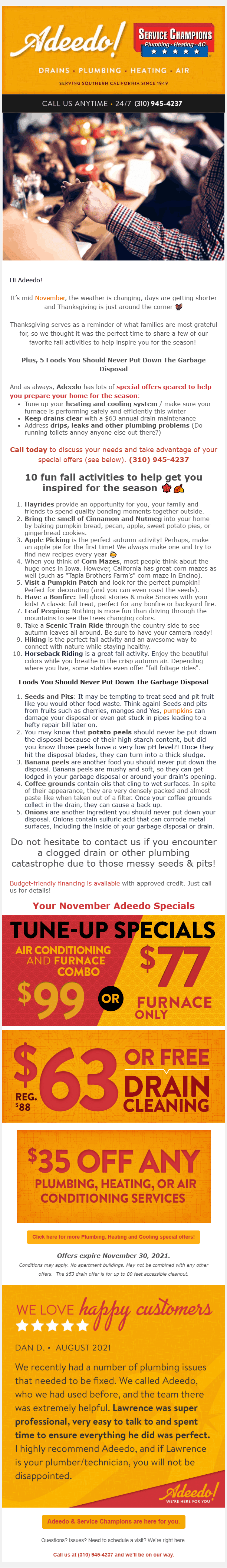 Adeedo Mid November newsletter · full long-form email creative