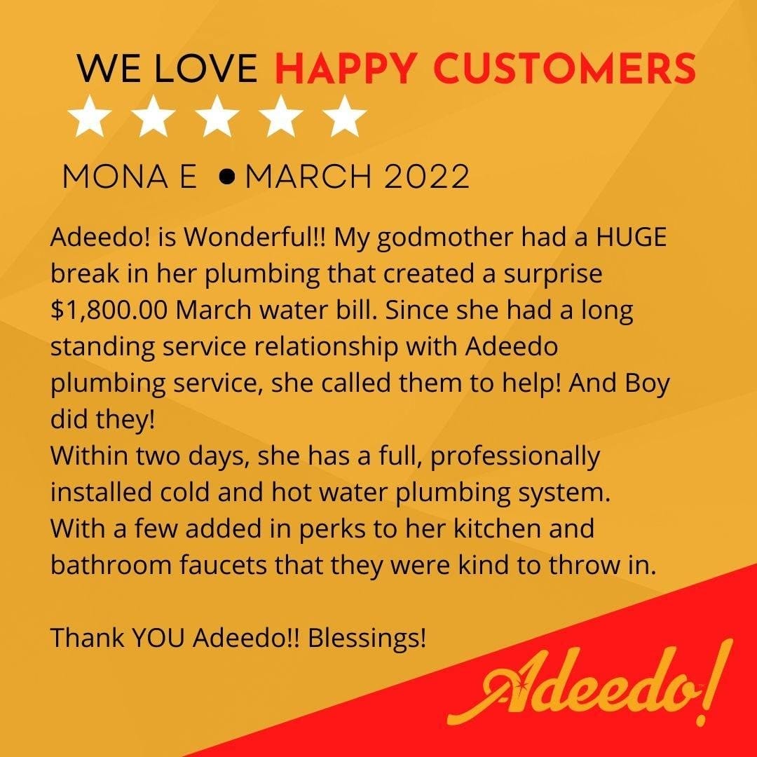 Five-star Adeedo customer review · Mona E, March 2022
