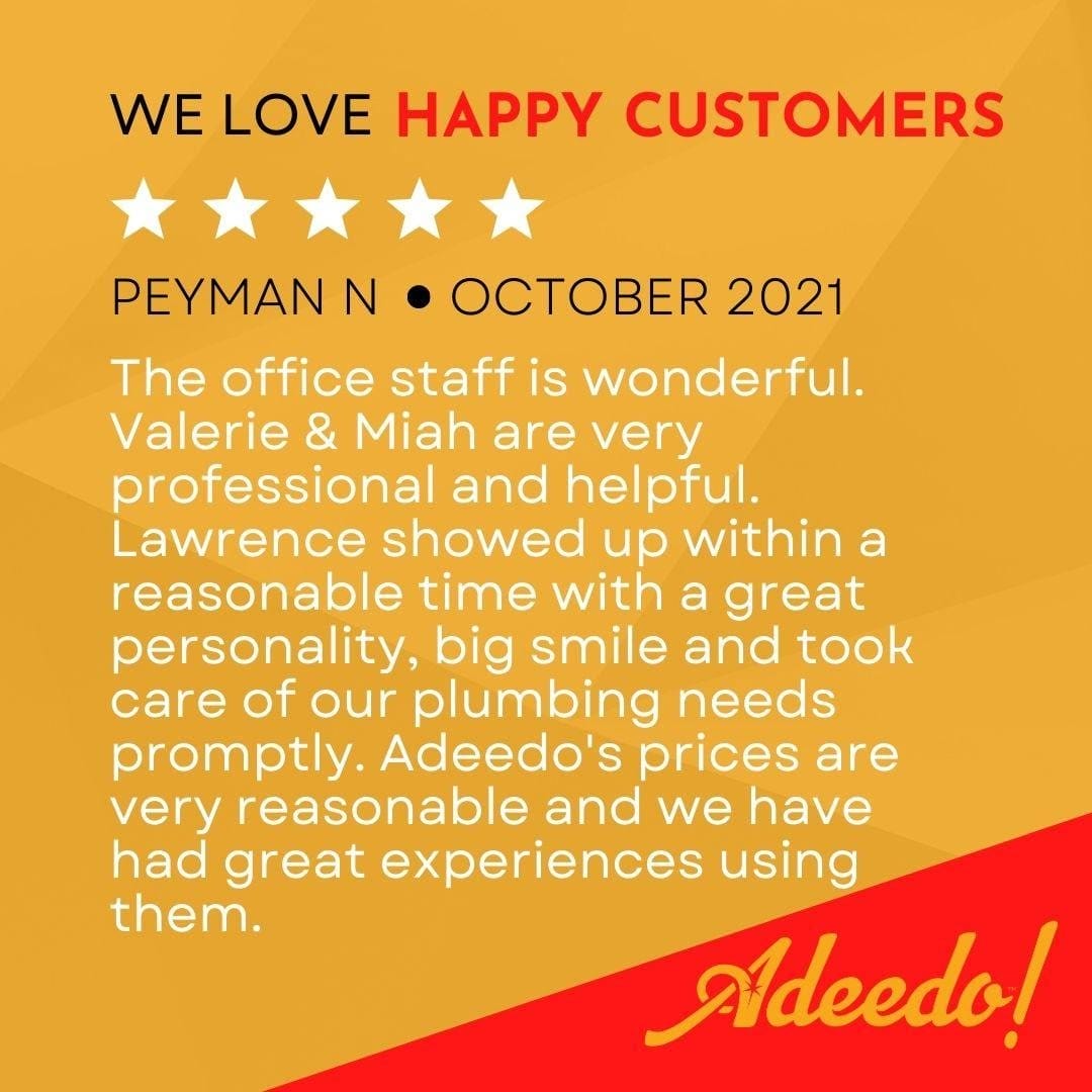 Five-star Adeedo customer review · Peyman N, October 2021
