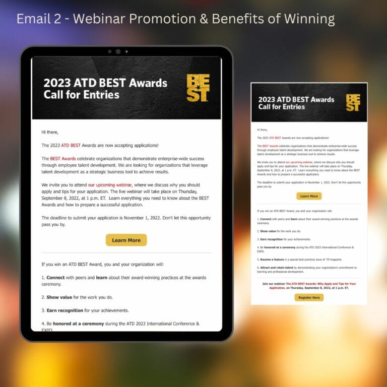 2023 ATD Best Award series · email 2, reminder